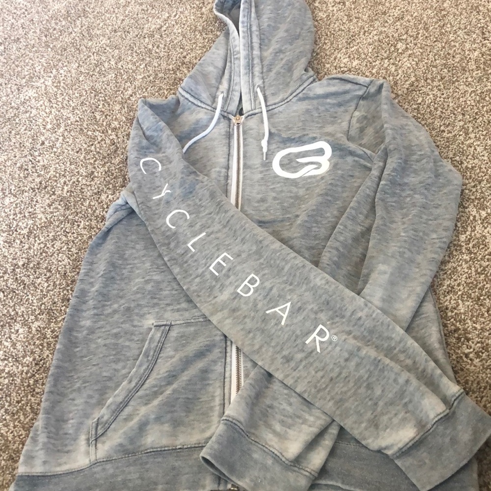CycleBar Heathered grey, large zip up sweatshirt